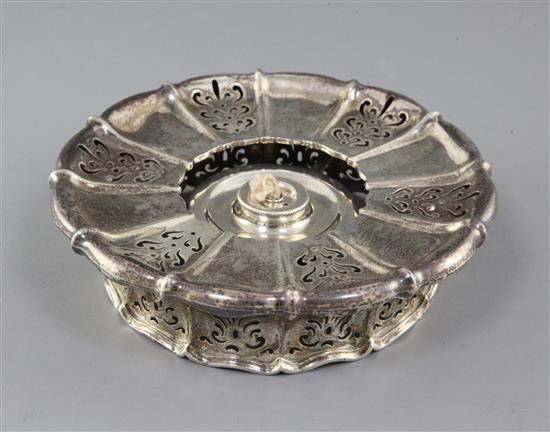 A William IV circular silver spirit stand with burner by Paul Storr, gross 10.5 oz.